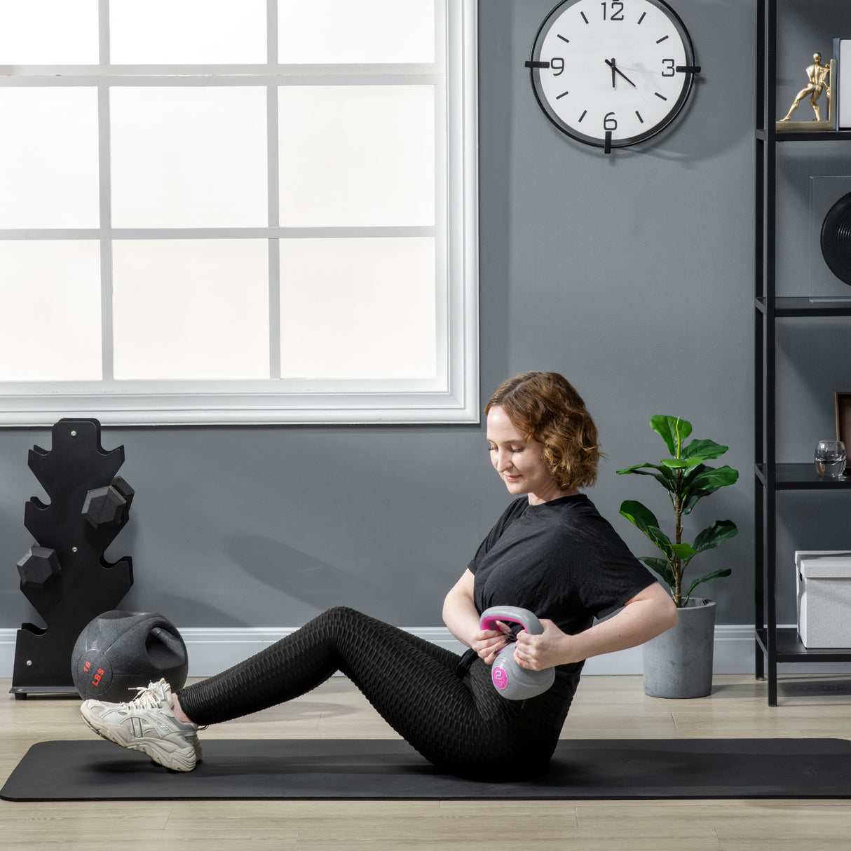 easycomfort easycomfort kettlebell 8kg in pu e sabbia con base piatta e impugnatura per stacchi squat e sollevamenti 18x10x20 cm rosa