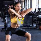 easycomfort easycomfort kettlebell 4kg in pu e sabbia con base piatta e impugnatura per stacchi squat e sollevamenti 18x12x20 cm giallo