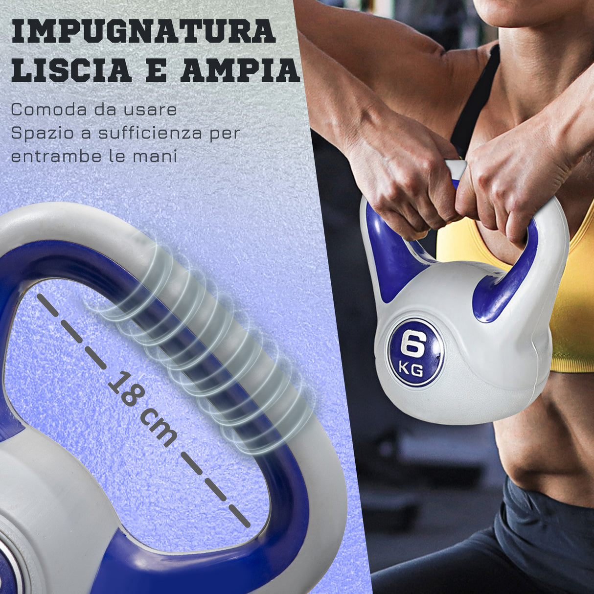 easycomfort kettlebell 6kg con rivestimento morbido e base piatta in pu e sabbia 20x13x22cm viola