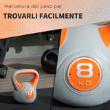 easycomfort easycomfort kettlebell 8kg in pu e sabbia con base piatta e impugnatura per stacchi squat e sollevamenti 20x14x24 cm arancione