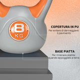 easycomfort easycomfort kettlebell 8kg in pu e sabbia con base piatta e impugnatura per stacchi squat e sollevamenti 20x14x24 cm arancione