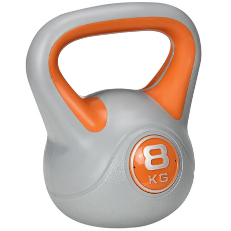 easycomfort easycomfort kettlebell 8kg in pu e sabbia con base piatta e impugnatura per stacchi squat e sollevamenti 20x14x24 cm arancione