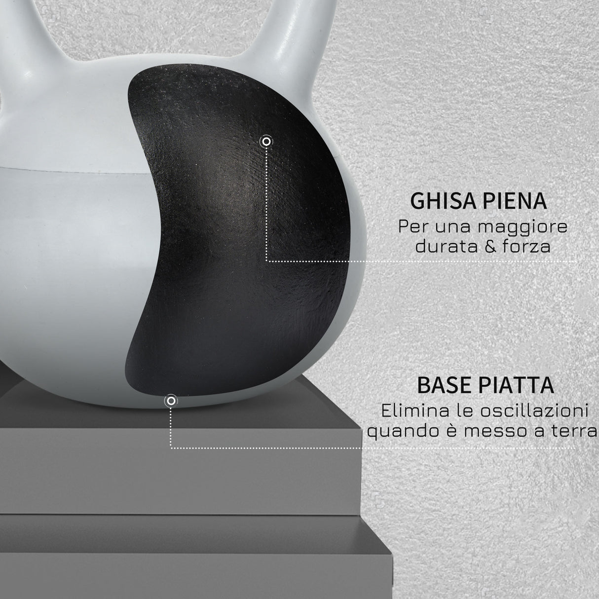 easycomfort kettlebell 4kg in pvc e sabbia metallica per allenamento spalle e bicipiti 19x19x26 cm grigio