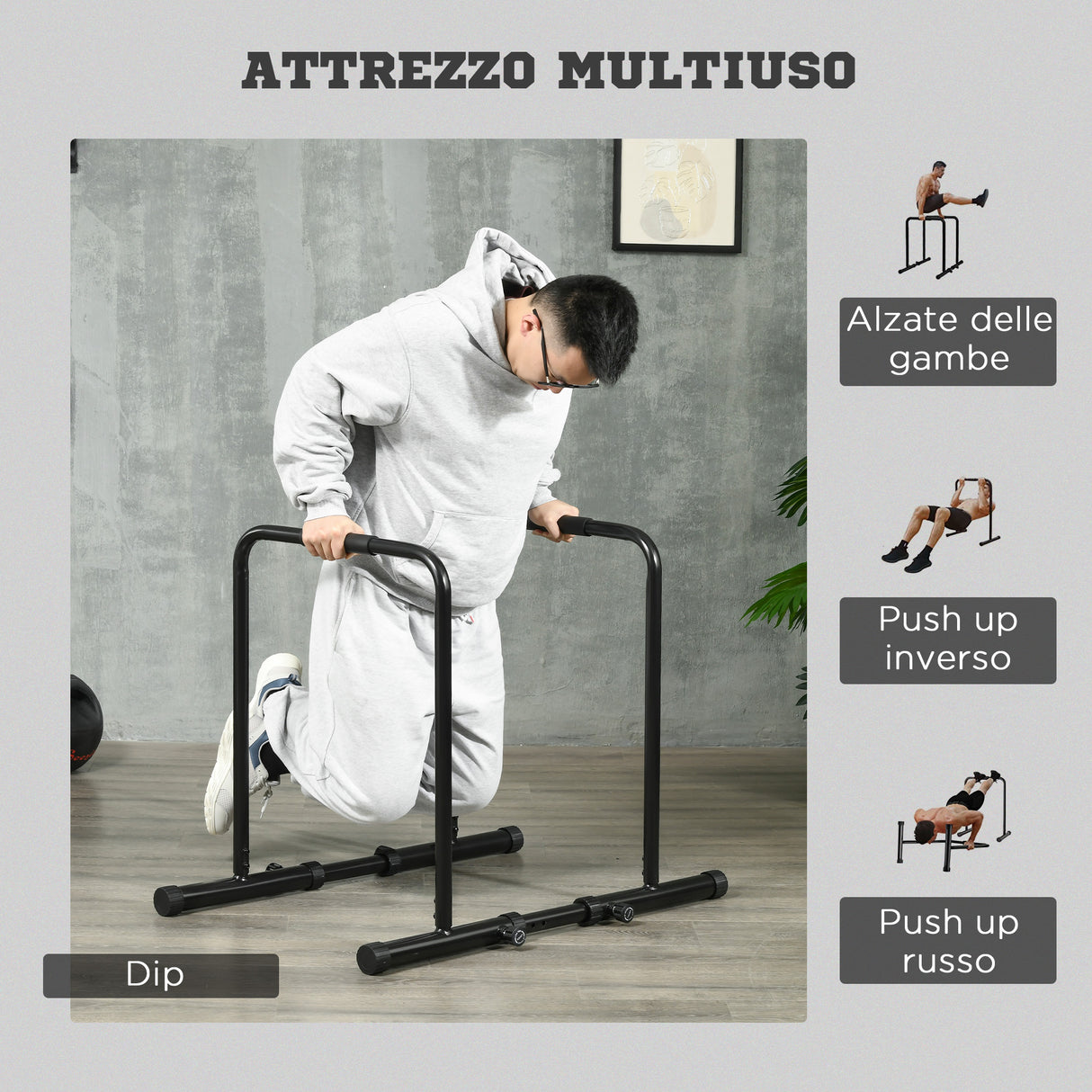 easycomfort barra per dip in acciaio ad altezza regolabile con 6 lunghezze regolabili 90 102x65x80 90 cm nera