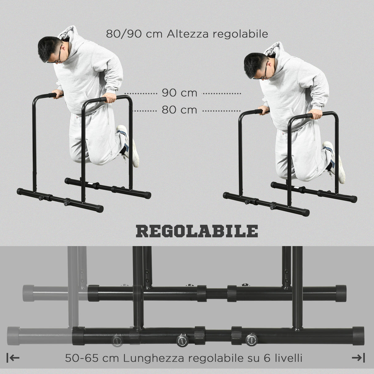 easycomfort barra per dip in acciaio ad altezza regolabile con 6 lunghezze regolabili 90 102x65x80 90 cm nera