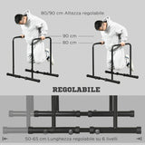 easycomfort barra per dip in acciaio ad altezza regolabile con 6 lunghezze regolabili 90 102x65x80 90 cm nera