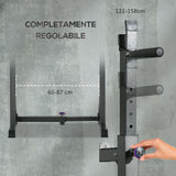 easycomfort supporto per bilanciere con altezza e larghezza regolabili in acciaio ed eva 60 87x65x121 158cm nero