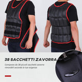 easycomfort easycomfort giubbotto zavorrato 20kg unisex 38 pesi singoli imbottitura chiusure con velcro nero e rosso