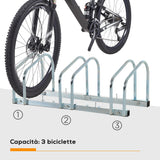 easycomfort rastrelliera portabiciclette parcheggio per 3 biciclette in acciaio 76x33x27 cm argento