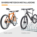 easycomfort rastrelliera portabiciclette parcheggio per 3 biciclette in acciaio 76x33x27 cm argento