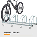 easycomfort rastrelliera portabiciclette parcheggio per 4 biciclette in acciaio 110x33x27 cm argento