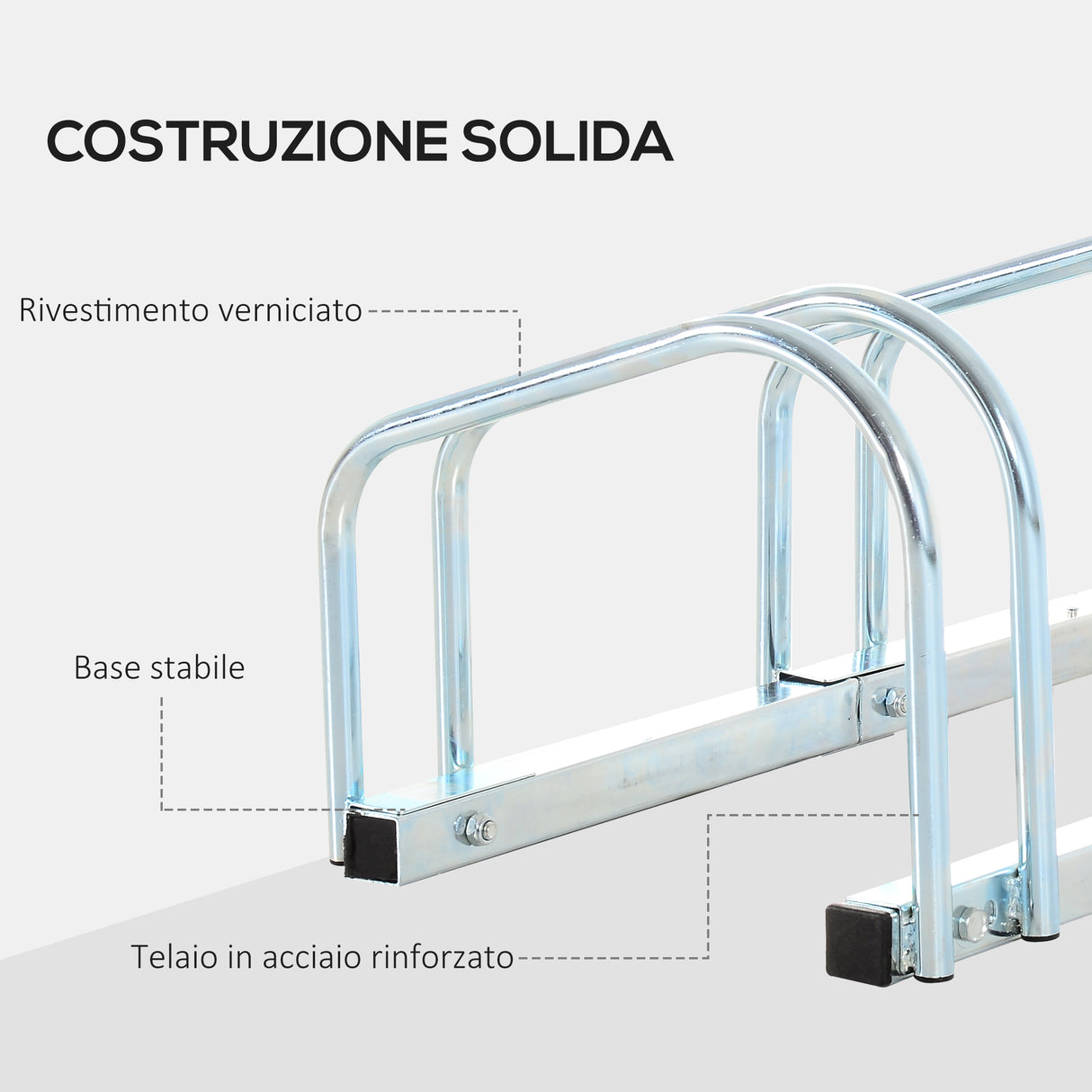 easycomfort rastrelliera portabiciclette parcheggio per 4 biciclette in acciaio 110x33x27 cm argento