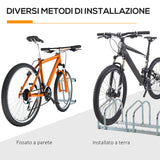 easycomfort rastrelliera portabiciclette parcheggio per 4 biciclette in acciaio 110x33x27 cm argento