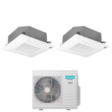 Climatizzatore Condizionatore Hisense Dual Split Inverter a Cassetta 18+18 con 4MW105U4RAA R-32 Wi-Fi Optional 18000+18000 con Telecomando e Pannello Incluso