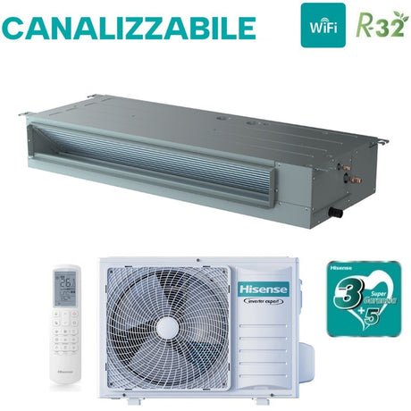 Condizionatore Canalizzabile Hisense 36000 Btu AUD105UX4REH8 Monofase R-32 Wi-Fi Optional con Telecomando