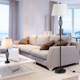 easycomfort easycomfort set 3 pezzi 1 lampada da terra e 2 lampade da tavolo in metallo design vintage lampadine e27 nero e bianco ean 8054144133508