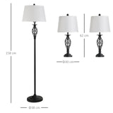 easycomfort easycomfort set 3 pezzi 1 lampada da terra e 2 lampade da tavolo in metallo design vintage lampadine e27 nero e bianco ean 8054144133508
