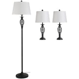 easycomfort easycomfort set 3 pezzi 1 lampada da terra e 2 lampade da tavolo in metallo design vintage lampadine e27 nero e bianco ean 8054144133508