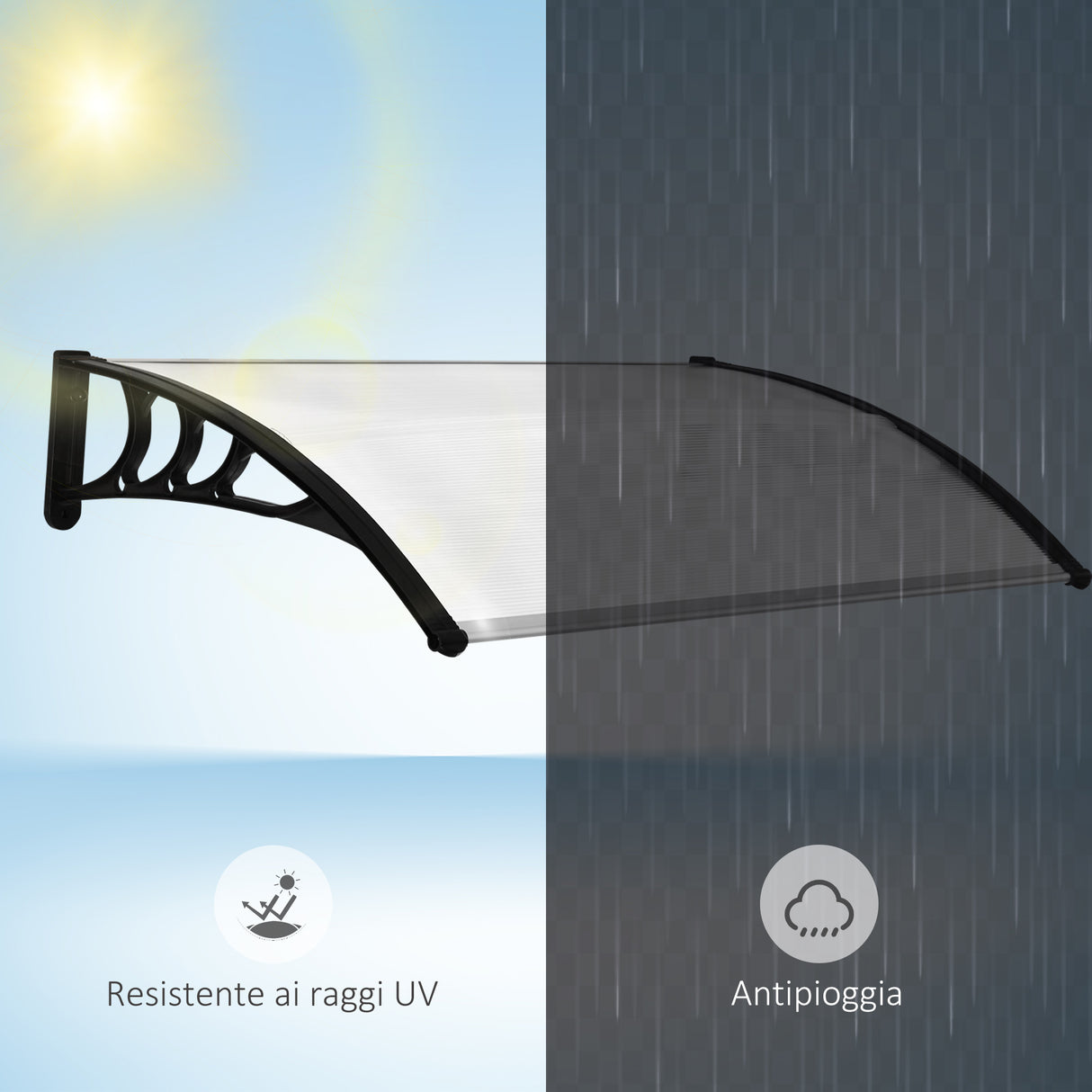 easycomfort easycomfort pensilina tettoia per porta o finestra impermeabile e anti uv in policarbonato 80 x 100 x 23 cm