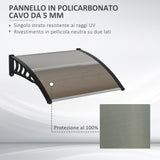 easycomfort tettoia da esterno in policarbonato per porte e finestre con kit montaggio 100x100x26cm marrone