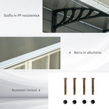 easycomfort tettoia da esterno in policarbonato per porte e finestre con kit montaggio 100x100x26cm marrone