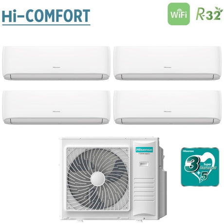 climatizzatore condizionatore hisense quadri split inverter serie hi comfort 7_9_12_18 con 4amw105u4raa r 32 wi fi integrato 7000_9000_12000_18000 novita