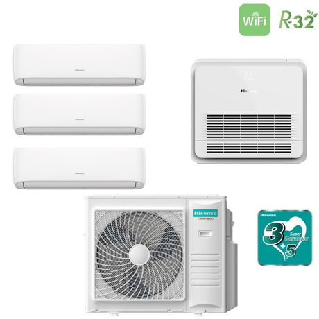climatizzatore condizionatore hisense quadri split inverter serie hi comfort 9000_9000_9000 _ console 18000 con 4amw105u4raa r 32 wi fi integrato 9_9_9_18 novita