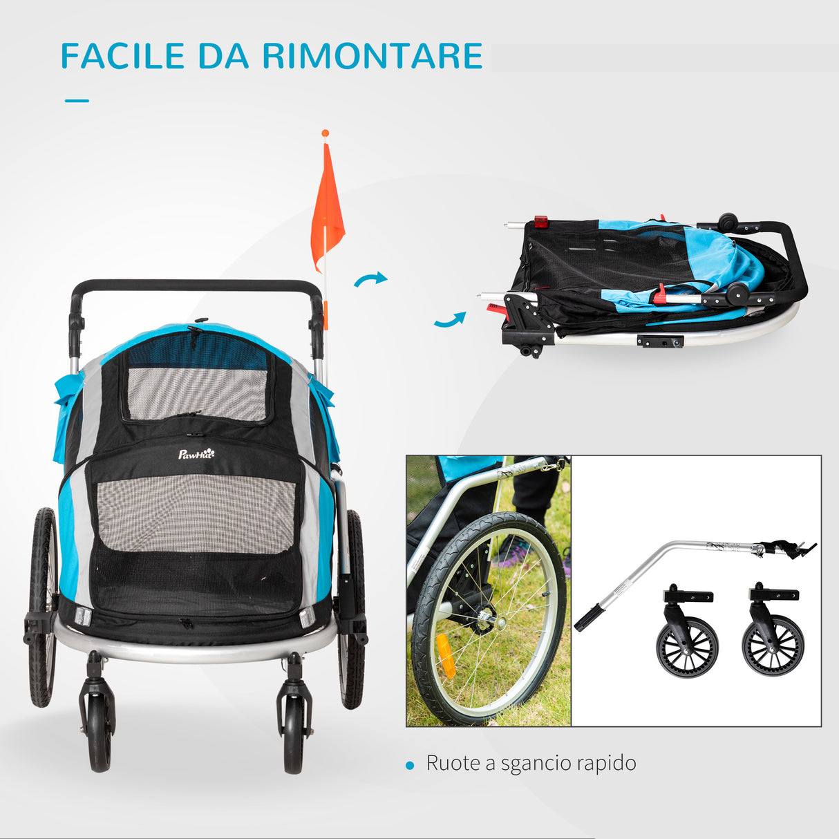 easycomfort carrello trasporto cani sotto i 30kg con 2 ingressi finestre a rete e tetto apribile 150x82x98 108cm