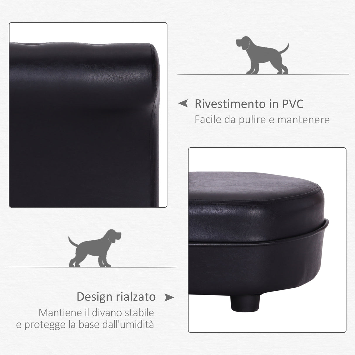 easycomfort easycomfort divanetti per cani chaise longue ottomana per animali nero 82.5x45x41.5cm