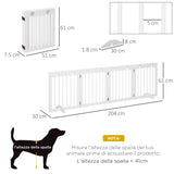 easycomfort easycomfort cancellino per cani estensibile e pieghevole a 4 sezioni cancelletto di sicurezza in legno di pino 204x30x61cm bianco