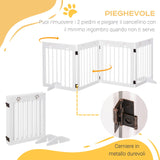 easycomfort easycomfort cancellino per cani estensibile e pieghevole a 4 sezioni cancelletto di sicurezza in legno di pino 204x30x61cm bianco