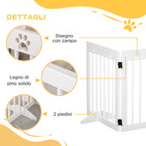 easycomfort easycomfort cancellino per cani estensibile e pieghevole a 4 sezioni cancelletto di sicurezza in legno di pino 204x30x61cm bianco