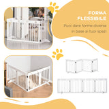 easycomfort easycomfort cancellino per cani estensibile e pieghevole a 4 sezioni cancelletto di sicurezza in legno di pino 204x30x61cm bianco