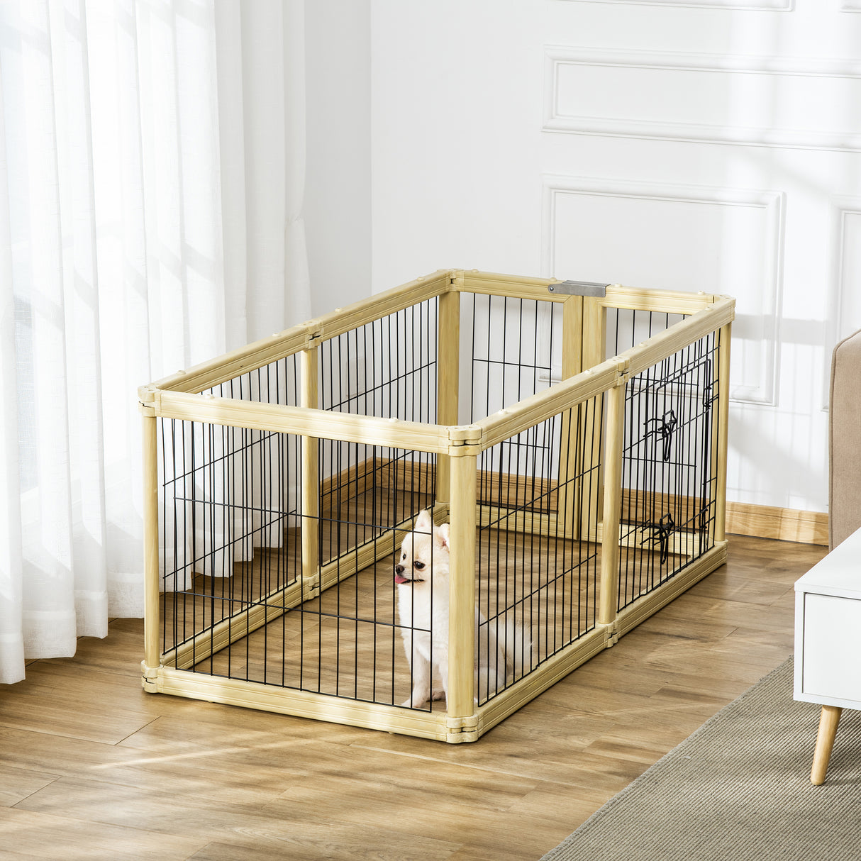 easycomfort box per cani recinto per animali 6 pannelli con porta e doppi fermi 70x62cm
