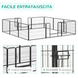easycomfort recinto per cani e animali domestici con 12 pannelli modulabili in acciaio e 2 ingressi 80x1.5x60cm nero