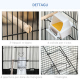 easycomfort gabbia per uccelli in metallo e plastica con trespoli altalena e ciotole 46.5x35.5x92 cm nero