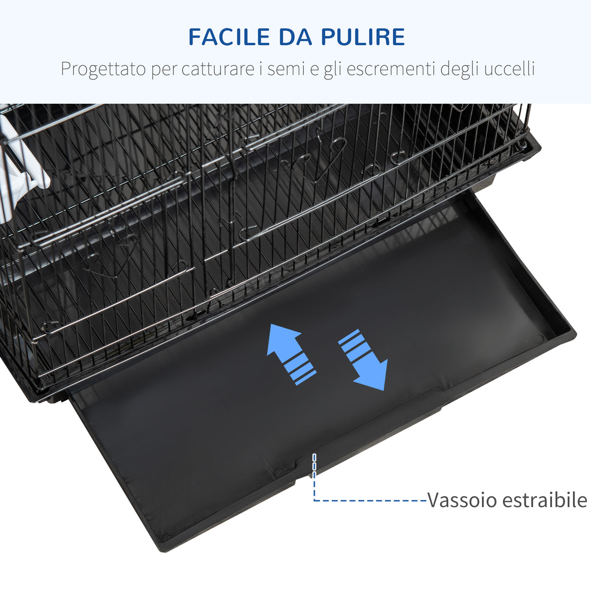 easycomfort gabbia per uccelli in metallo e plastica con trespoli altalena e ciotole 46.5x35.5x92 cm nero