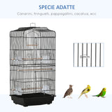 easycomfort gabbia per uccelli in metallo e plastica con trespoli altalena e ciotole 46.5x35.5x92 cm nero
