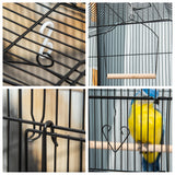 easycomfort gabbia per uccelli in metallo e plastica con trespoli altalena e ciotole 46.5x35.5x92 cm nero