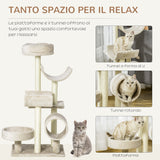 easycomfort easycomfort albero per gatti con cucce e tunnel multi livello beige 50x40x105 cm