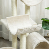 easycomfort easycomfort albero per gatti con cucce e tunnel multi livello beige 50x40x105 cm