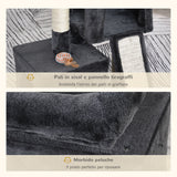 easycomfort albero tiragraffi per gatti con pali in sisal lettino e 2 casette 59x39x83cm grigio scuro