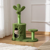 easycomfort easycomfort albero tiragraffi per gatti fino 4 5kg a forma di cactus con palline e cuccia 60x35x78cm verde