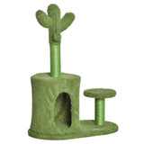 easycomfort easycomfort albero tiragraffi per gatti fino 4 5kg a forma di cactus con palline e cuccia 60x35x78cm verde