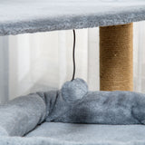easycomfort easycomfort tiragraffi per gatti con pali in juta casetta e cuscino rivestimento peluche altezza 84cm grigio