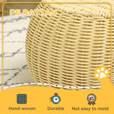easycomfort casetta per gatti a 2 livelli in rattan pe con cuscino lavabile o40x30 cm beige