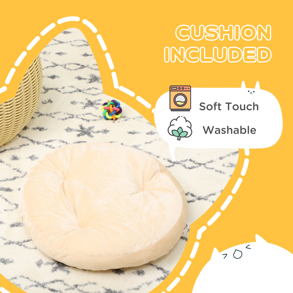 easycomfort casetta per gatti a 2 livelli in rattan pe con cuscino lavabile o40x30 cm beige