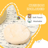 easycomfort casetta per gatti a 2 livelli in rattan pe con cuscino lavabile o40x30 cm beige