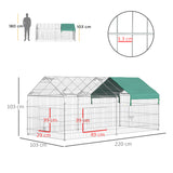 easycomfort recinto per animali con telo di copertura in acciaio con porte 220x103x103cm