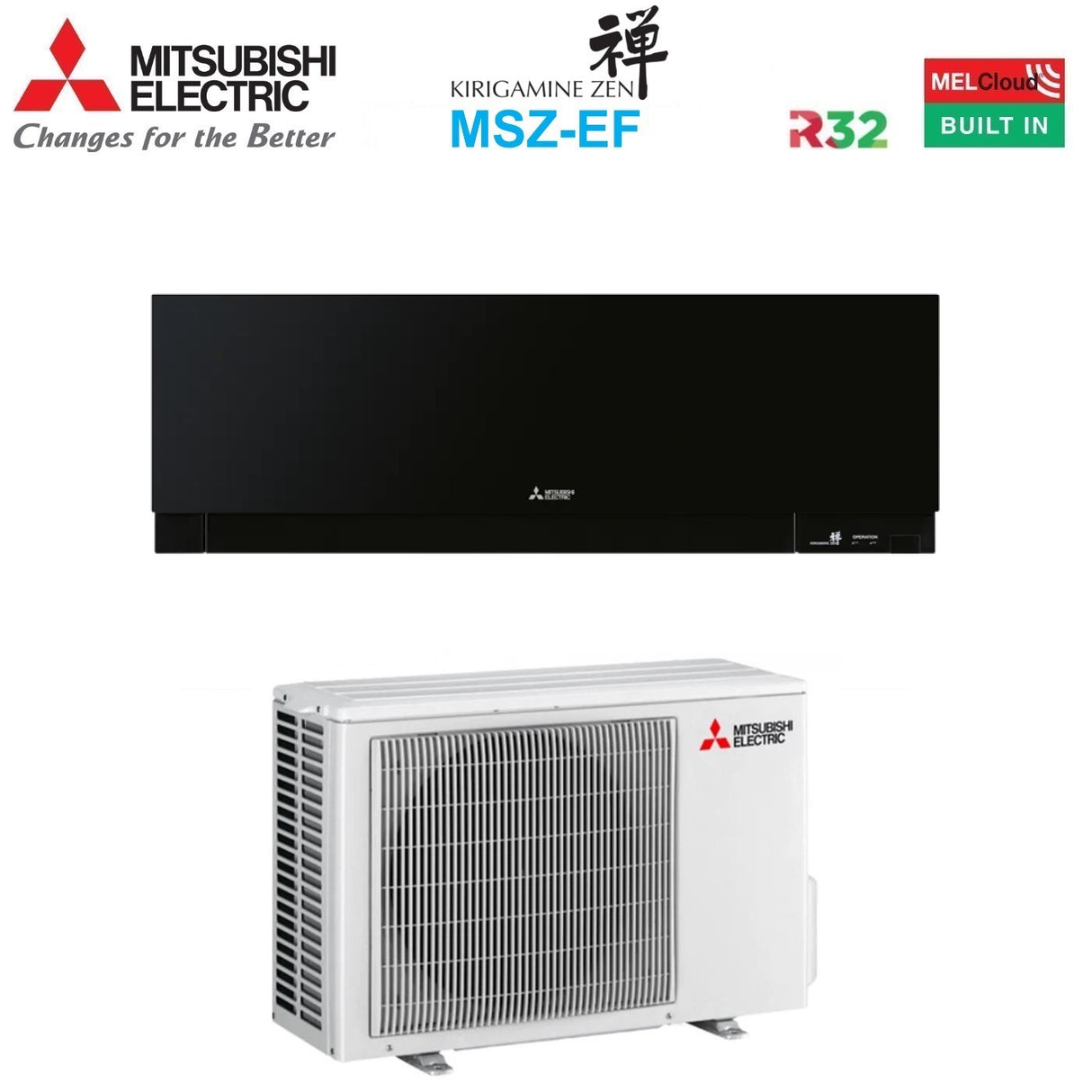 Climatizzatore Condizionatore Mitsubishi Electric Inverter serie KIRIGAMINE ZEN BLACK 12000 Btu MSZ-EF35VGKB R-32 Wi-Fi Integrato